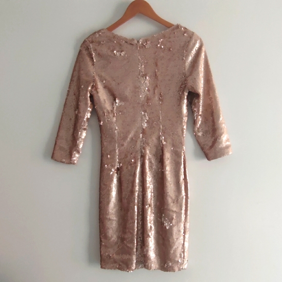 Lulu's Delightful Ways Rose Gold Sequin Dress - Picture 3 of 5